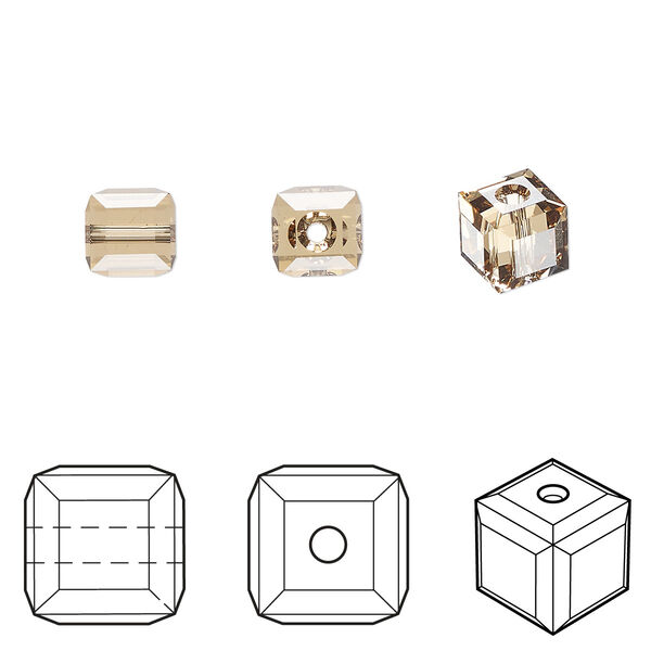 Bead 48pk light Colorado topaz, Crystal Passions® 6mm cube 5601 image number 0
