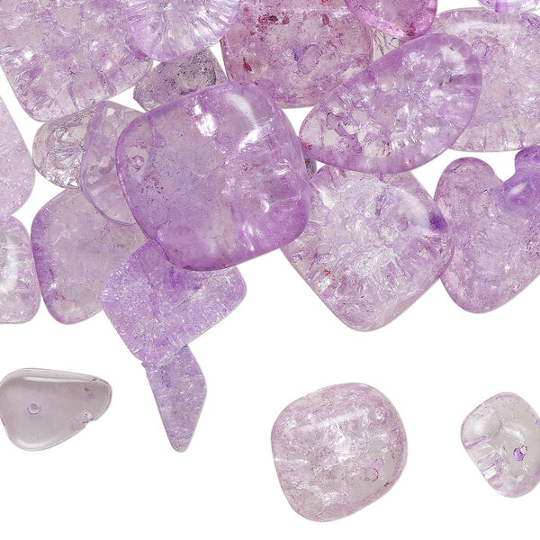 Bead mix, crackle glass, translucent purple, medium to gigantic chip. Sold per 8-ounce pkg. image number 0