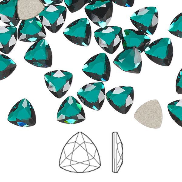 Flat back 6pk emerald foil back, Crystal Passions® 7mm trilliant 2472 image number 0