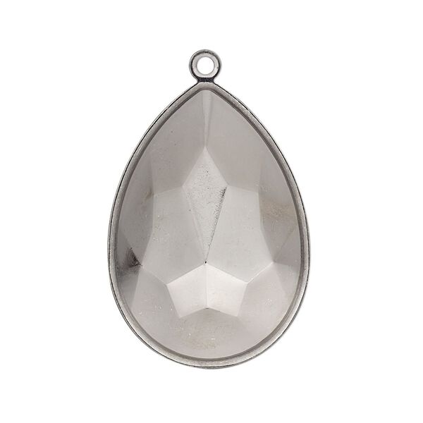 Focal, Almost Instant Jewelry®, gunmetal-plated brass, 32x22.5mm pear with 30x20mm pear setting. Sold per pkg of 2. image number 0