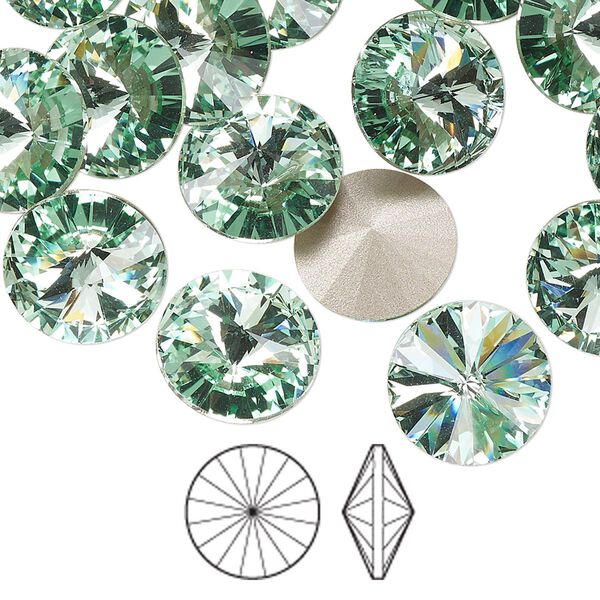 Chaton 6pk chrysolite foil back, Preciosa MAXIMA Czech crystal rhinestone 12mm rivoli image number 0