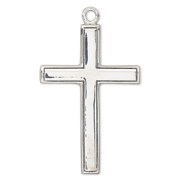 Focal, antiqued sterling silver, 38x26mm cross. Sold individually. image number 0