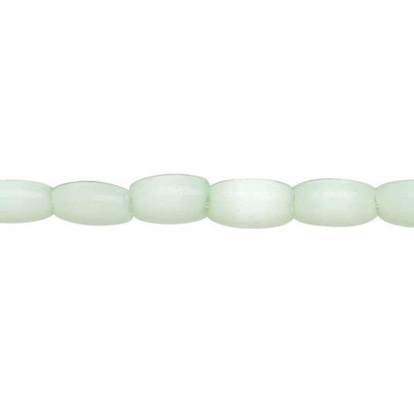Bead, fiber optic glass, pkg/14 inch, opaque light green, 8x4mm center-drilled oval. image number 0