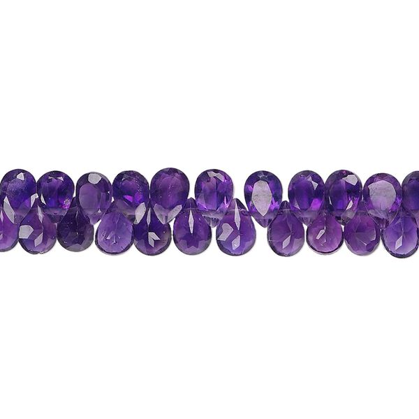 Amethyst 1pkg1, hand-cut top-drilled faceted flat teardrop bead natural 5 inch 5x4mm-7x5mm image number 0