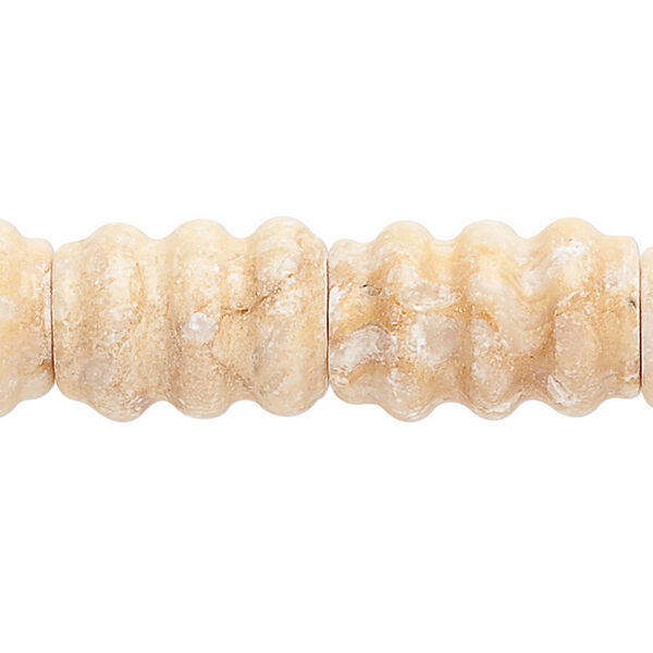 Riverstone 1pkg1, carved tube bead B- grade, 15.5-16 inch 15x11mm-20x13mm image number 0