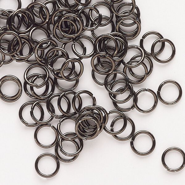 Jump ring, anodized steel, pkg/80, 6mm open round, 4.4mm inside diameter, brown, 21 gauge. image number 0