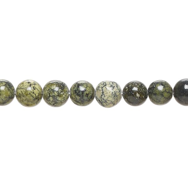 Russian serpentine 1pkg1, round bead natural 15 inch 5-8mm image number 0