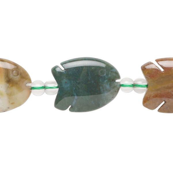 Ocean jasper 1pkg1, fish bead natural 15.5-16 inch 20x15mm image number 0