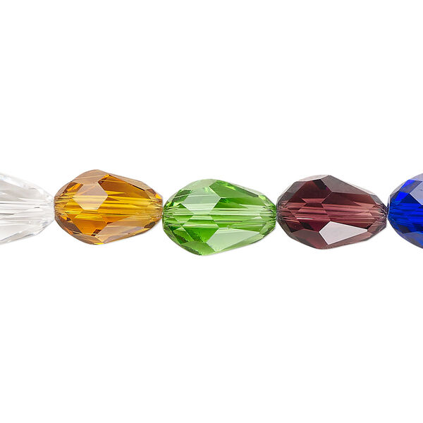 Bead Celestial Crystal® 1pkg40, 11X7.5mm-12X8mm teardrop / 66 facets, opaque to transparent multicolored image number 0