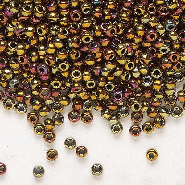 Seed bead, Miyuki, glass, pkg/250g, #8 rocaille, opaque metallic iris bronze (RR-462). image number 0