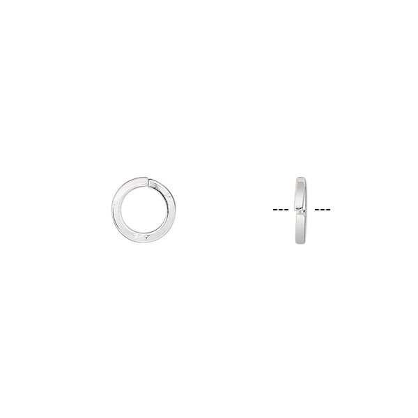 Jump ring, sterling silver, 7mm round square wire, 5mm inside diameter, 18 gauge. Sold per pkg of 50. image number 0