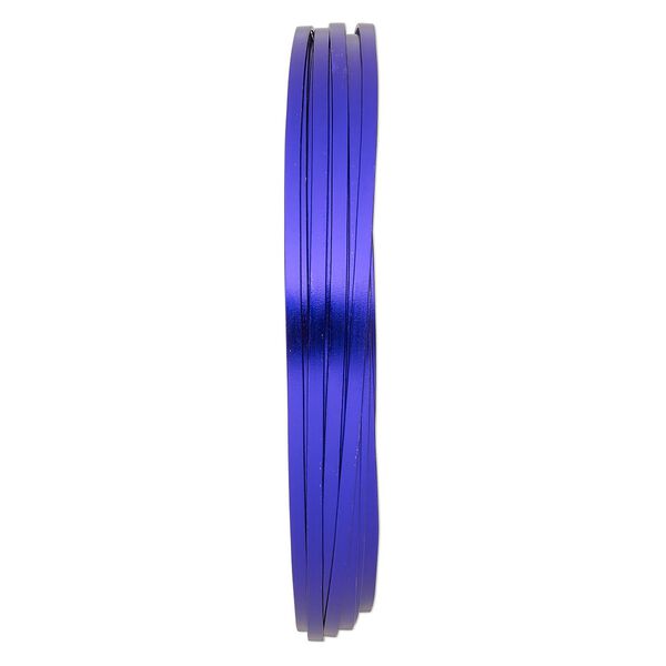 Wire, anodized aluminum, purple, 3.5x1mm flat, 16 gauge. Sold per pkg of 18 feet. image number 0