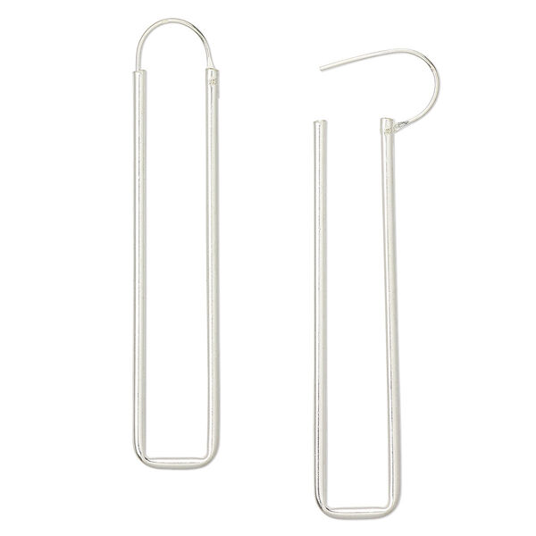 Earring, sterling silver, 50x11mm rectangle hoop with endless-loop closure. Sold per pair. image number 0