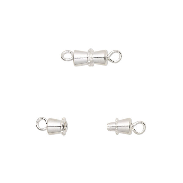 Clasp, barrel, silver-finished brass, 8x4mm. Sold per pkg of 100. image number 0