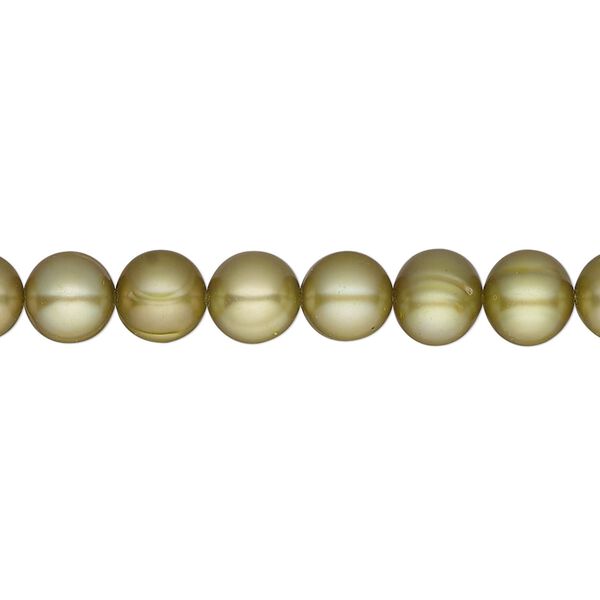 Pearl, cultured freshwater (dyed), light olive green, 5-7mm semi-round, C+ grade, Mohs hardness 2-1/2 to 4. Sold per 15-1/2" to 16" strand. image number 0