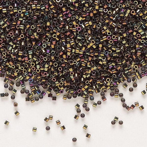 Seed bead, Delica®, glass, pkg/250g, #15 round, opaque metallic iris bronze (DBS-0023). image number 0