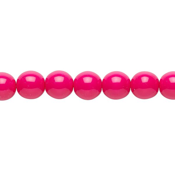 Bead, Czech dipped décor glass druk, fuchsia, 8mm round. Sold per 15-1/2" to 16" strand. image number 0