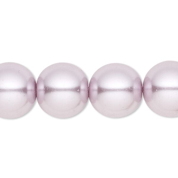 Bead, crystal pearl, lilac, 14mm round. Sold per 15-1/2" to 16" strand, approximately 25 beads. image number 0