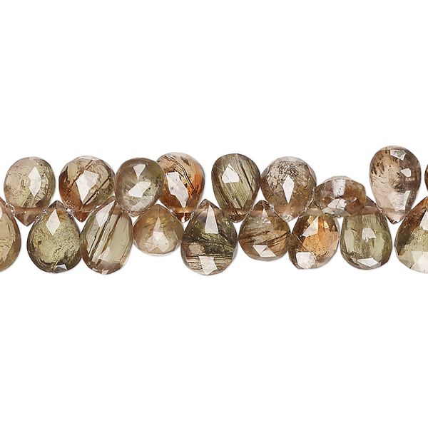 Andalusite 1pkg1, hand-cut top-drilled faceted puffed teardrop bead natural , 7 inch 4x2mm-5x4mm image number 0