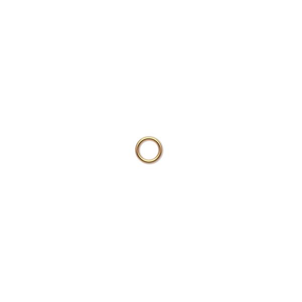 Jump ring, 14Kt gold, 4mm soldered round, 2.6mm inside diameter, 22 gauge. Sold per pkg of 2. image number 0