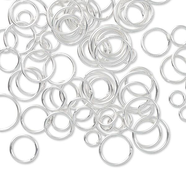 Jump ring mix, sterling silver-filled, 4-10mm soldered round, 2.5-8.8mm inside diameter, 22 gauge. Sold per 5-gram pkg, approximately 75-85 jump rings. image number 0