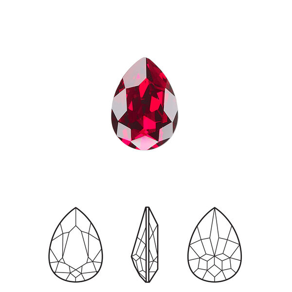 Fancy stone 1pk Siam foil back, Crystal Passions® 14x10mm pear 4320 image number 0
