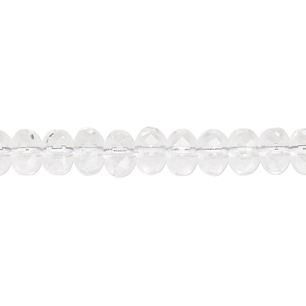 Bead, Czech fire-polished glass, clear, 7x5mm faceted rondelle. Sold per 15-1/2" to 16" strand. image number 0
