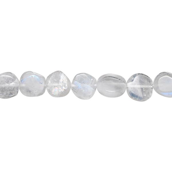 Rainbow moonstone 1pkg1, hand-cut flat round bead natural 15.5-16 inch 6-7mm image number 0