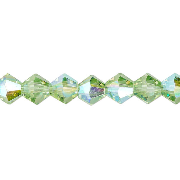 Bead 1pk transparent lime green AB, Celestial Crystal® 8mm bicone 15.5-16 inch image number 0