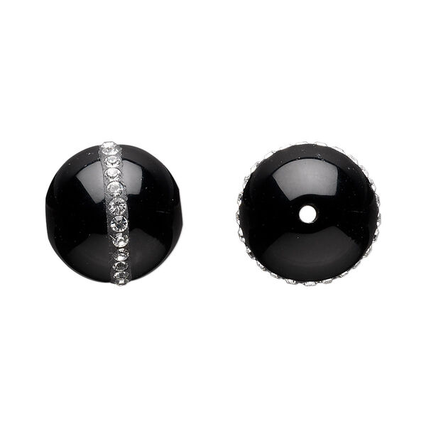 Black onyx / crystal 1pkg1, round chaton bead 14mm / 2mm image number 0
