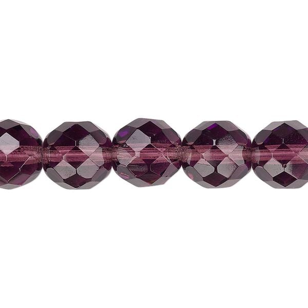Bead, Czech fire-polished glass, amethyst purple, 10mm faceted round. Sold per pkg of 600 (1/2 mass). image number 0