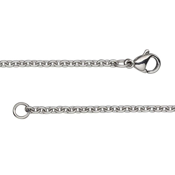 Chain, stainless steel, 2.2mm cable, 24 inches with lobster claw clasp. Sold individually. image number 0