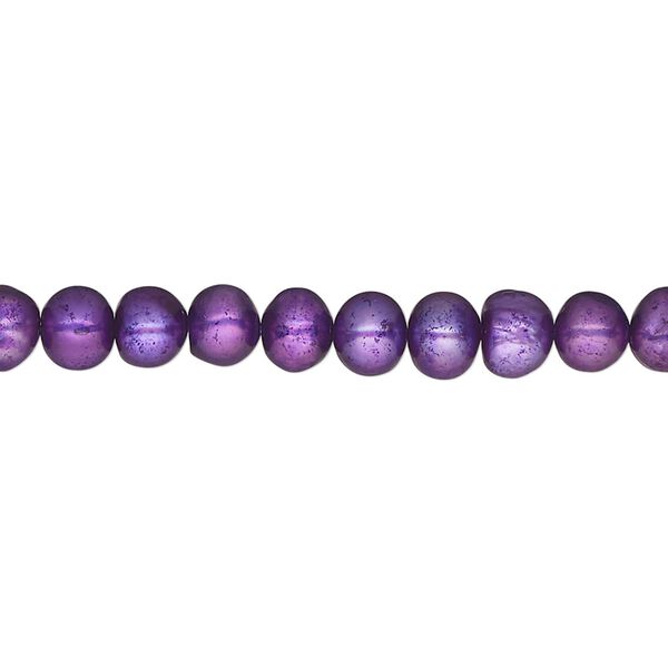 Pearl 1pkg1, cultured freshwater (dyed), plum, 5-6mm semi-round, D+ grade, Mohs hardness 2-1/2 to 4. 15-1/2 to 16 inch strand. image number 0