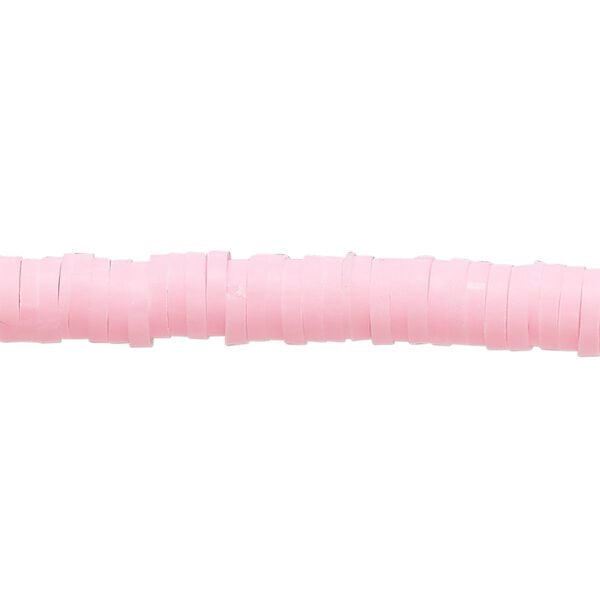 Bead, polymer clay, opaque light pink, 6x1-1/2mm heishi. Sold per pkg of (2) 16-inch strands. image number 0