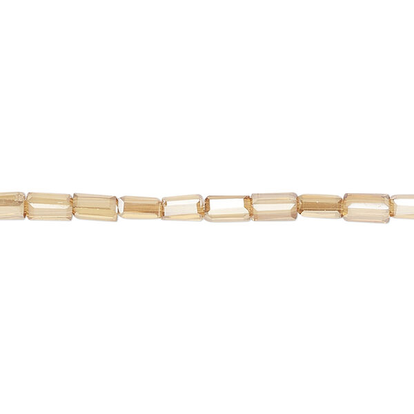 Bead, glass, crystal golden shadow, 5x2.5mm faceted tube. Sold per 15-1/2 to 16-inch strand. image number 0