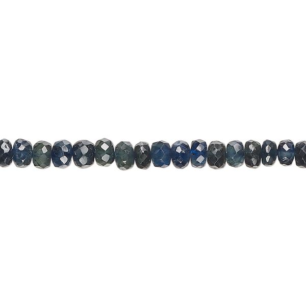 Blue-green sapphire 1pkg1, hand-cut faceted rondelle bead 14 inch 3x1mm-5x4mm image number 0