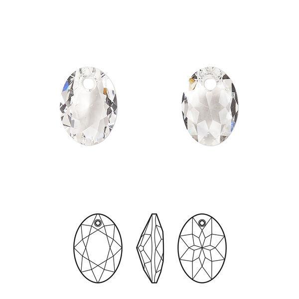 Drop 48pk crystal, Swarovski® 11.5mm pendant elliptic cut 6438 image number 0