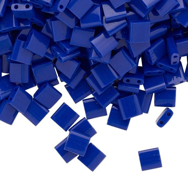 Seed bead, TILA®, glass, pkg/40g, 5mm full tila square, opaque cobalt blue (TL-414). image number 0