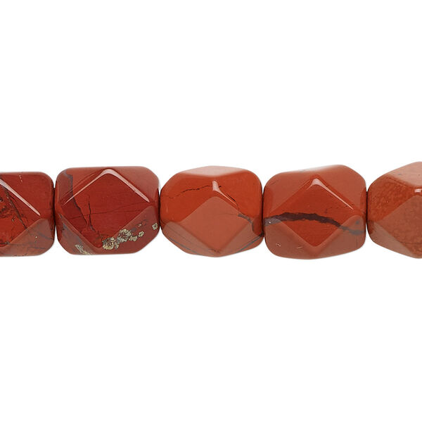 Red jasper 1pkg1, tumbled faceted pebble bead natural 15.5-16 inch medium image number 0