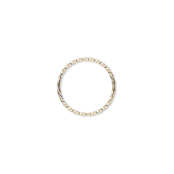 Jump ring, gold-plated brass, 15mm twisted round, 13.6mm inside diameter, 20 gauge. Sold per pkg of 100. image number 0