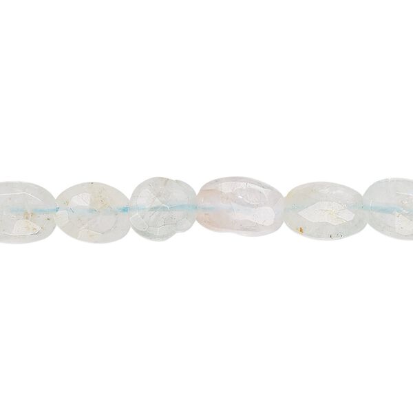 Aquamarine 1pkg1, hand-cut faceted puffed oval bead 8 inch 7x6mm-10x7mm image number 0