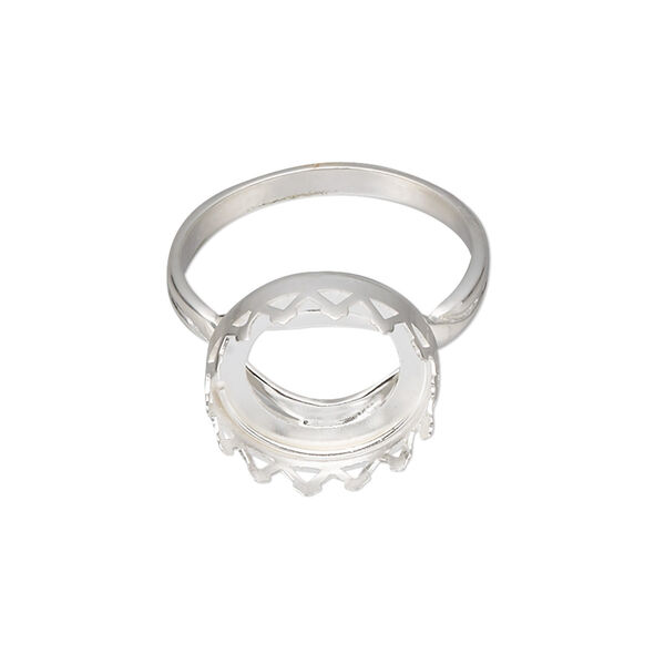 Ring, sterling silver, 15mm wide with 14mm round cabochon bezel setting, size 9. Sold individually. image number 0