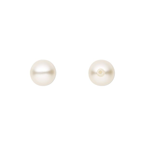 Pearl 10pk light creamrose, Preciosa Czech crystal 8mm half-drilled round image number 0