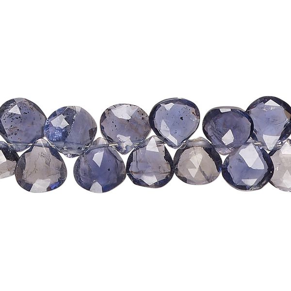 Iolite 1pkg1, hand-cut top-drilled faceted puffed teardrop bead natural 8 inch 7x7mm-9x8mm image number 0