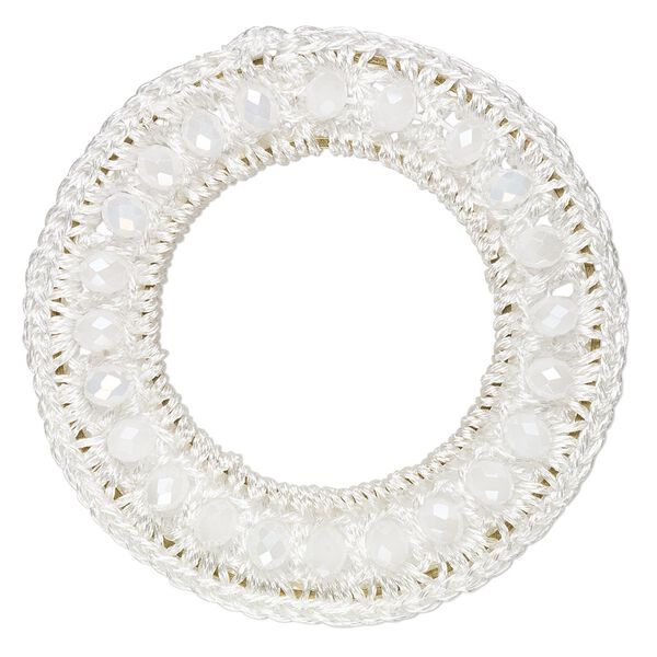 Focal, glass / nylon / steel, white AB, 48mm open round. Sold per pkg of 2. image number 0