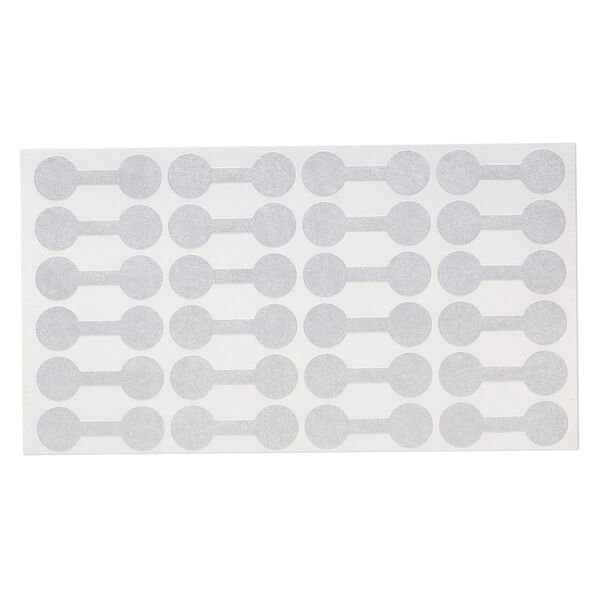 Jewelry tag, Rhino Skin DuPont™ Tyvek®, polyethylene, silver, 7/16 inches round, 1-3/8 inches overall. Sold per pkg of 1,000. image number 0