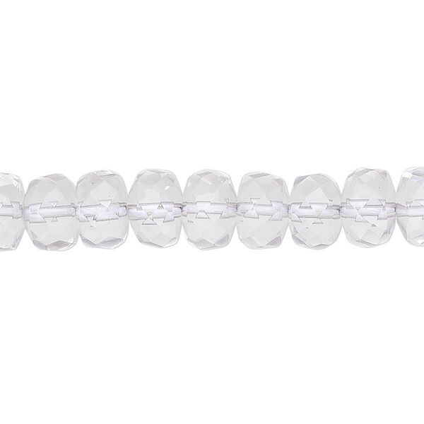 Quartz crystal 1pkg1, hand-cut faceted rondelle bead natural 15.5 inch 8x5mm image number 0