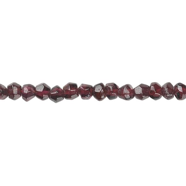 Garnet 1pkg1, hand-cut tumbled faceted round bead 15.5-16 inch 4mm image number 0