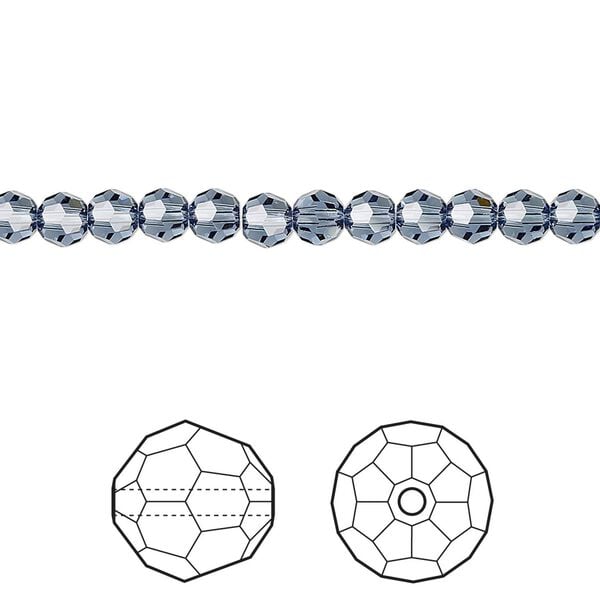 Bead 12pk denim blue, Crystal Passions® 4mm round 5000 image number 0