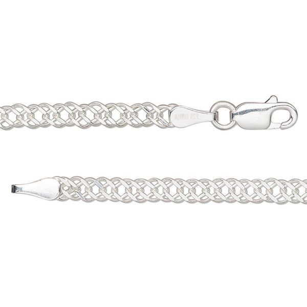 Chain, sterling silver, 3.5mm diamond-cut double curb, 18 inches with lobster claw clasp. Sold individually. image number 0